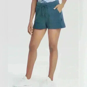 JOY LAB Women’s French Terry distressed mid rise blue shorts XS